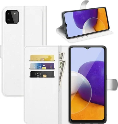 Produktbild von König Design Hülle kompatibel mit Samsung Galaxy A22 5G Kunstleder Handyhülle - Handy Case Weiß