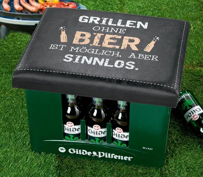 Produktbild von Gilde Sitzpolster, rechteckig, "Grill ohne Bier", Spruch, Kunststoff, schwarz, VE 6, L. 34 cm, B. 44 cm, H. 5 cm