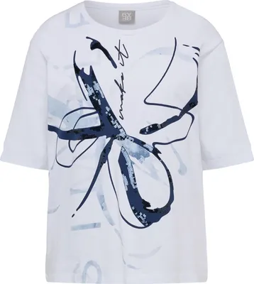Produktbild von Rabe Damen T-Shirt Weiß Größe 36 mit Rundhalsausschnitt Halbarm Pailletten-Print