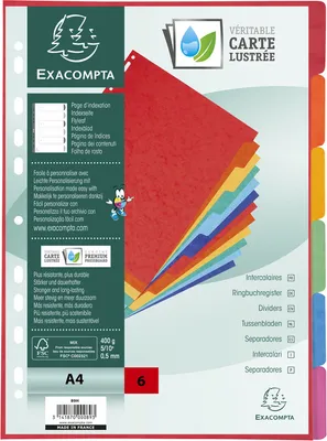 Image de Exacompta 89H Nature Future Intercalaires DIN A4 6 onglets Carton manille 400 g