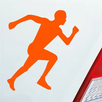 Produktbild von Auto Aufkleber Läufer Marathon Sprinten Jogger Run Laufen 10x9 cm Orange Sticker Heckscheibenaufkleber