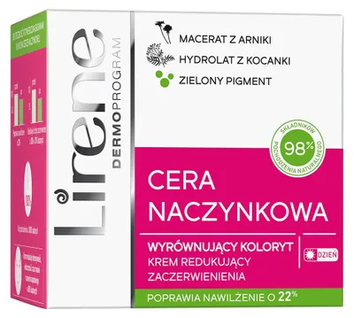 Produktbild von Lirene Cera Naczynkowa Krem wyrównujący koloryt redukujący zaczerwienienia na dzień, 50 ml