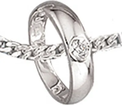 Produktbild von JOBO Kinder Taufring 925 Sterling Silber rhodiniert 1 Zirkonia