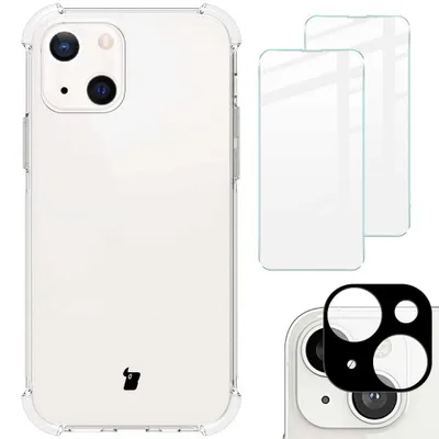 Produktbild von Bizon Case Clear Pack Hülle + 2x Bildschirmglas + Objektivglas Apple iPhone 13 klar