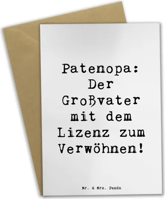 Produktbild von Mr. & Mrs. Panda babykarte Spruch Patenopa Verwöhnung - Weiß - Geschenk, osterkarten, Verwandte, Grußkarten, Taufpate, Opa, Grußkarte, weihnachtskarten, Großvater