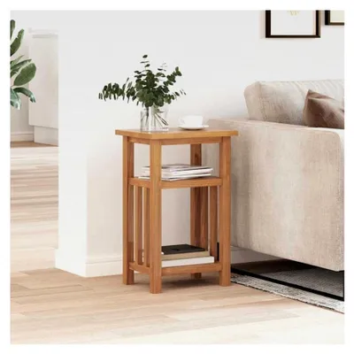 Produktbild von Beistelltisch mit Zeitungsablage, 27x35x55 cm aus Massivholz Eiche, Kompakter Nachttisch für Wohnzimmer und Schlafzimmer