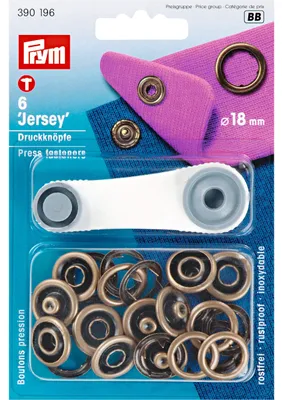 Druckknöpfe 'Jersey' 18 mm, antik Messing, 6 Stück