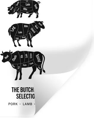 Produktbild von MuchoWow® Wandtattoo Wandsticker Wandaufkleber Fleisch - Tiere - Kuh - Küche 80x80 cm Selbstklebend und Repositionierbar - Wierderverwendbar - Selbstklebend