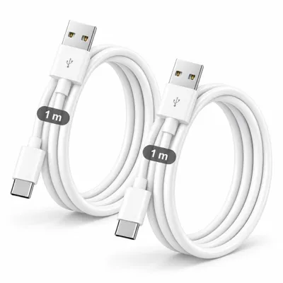 Produktbild von 2x USB-C Ladekabel 1m – USB-A auf USB-C Ladekabel – Lade- & Datenkabel für iPhone 15 bis 17 Pro Max, Samsung, Huawei, Xiaomi und mehr