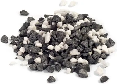 Produktbild von Marmorkies 8/16mm Schwarz Weiß  Pandasplitt Pfeffer und Salz 25kg