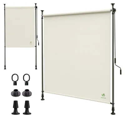 Produktbild von VOUNOT® Klemmmarkise Senkrechtmarkise mit Handkurbel 100x310 cm Beige