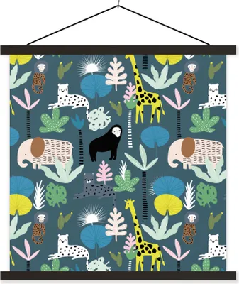 Produktbild von MuchoWow® Textilposter Dschungel - Affe - Baum 40x40 cm mit schwarzem Rahmen - Fotos