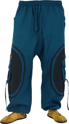 Produktbild von Goahose, Herren Yoga Hose, Bequeme Freizeithose - Petrol/schwarz, Blau, Baumwolle, Größe: L/XL