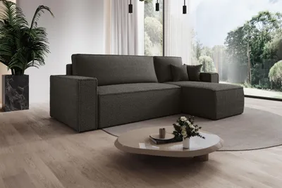 Produktbild von Modernes Ecksofa Milano L-Form mit Schlaffunktion & Bettkasten, Couchgarnitur mit Ottomane, Stoffsofa für Wohnzimmer Modernes Design
