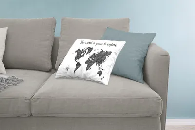 Produktbild von MuchoWow® Zierkissen Sofakissen Wohnzimmer Dekokissen 60x40 cm Weltkarte - Zitat - Schwarz - Weiß - Kopfkissen - Polster mit Foto