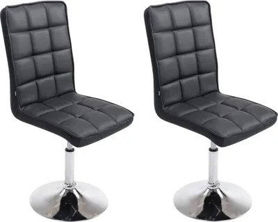 Produktbild von In And OutdoorMatch Barstühle Laverne – Schwarz und Metall – 2er-Set – Kunstleder – Hochwertige Polsterung – Dekorativer Barstuhl – Stilvoller Barhocker – Zeitgenössischer Look