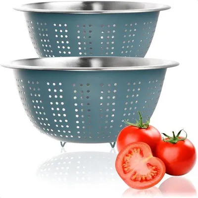 Produktbild von Famanu Küchensieb, feines Netzsieb, Pastastrainer mit Griff, mikroperforiertes Küchensieb - 2 Stück