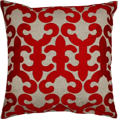 Immagine prodotto di Cuscino copricuscino Marrakech 50x50 cm grande | cuscino da divano cuscino in cotone ricamato come decorazione estetica del soggiorno sulla poltrona e sul divano | cuscino decorativo Kayon rosso come cuscino da sedia nella sala da pranzo