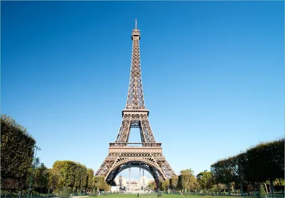 Produktbild von Wallario Fototapete Vliestapete, seidenmatte Oberfläche, einfache Verarbeitung, Größe 350 x 245 cm, Motiv Pariser Eiffelturm