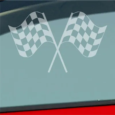Produktbild von Auto Aufkleber Sieger Fahne Gewinner Ziel Racing 15x10 cm Milchglas Sticker Heckscheibenaufkleber