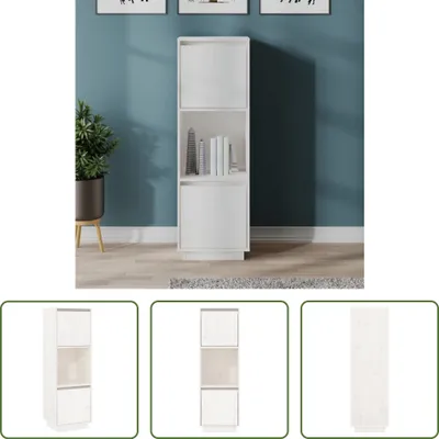 Produktbild von The Living Store Highboard Weiß 38x35x117 cm Massivholz Kiefer