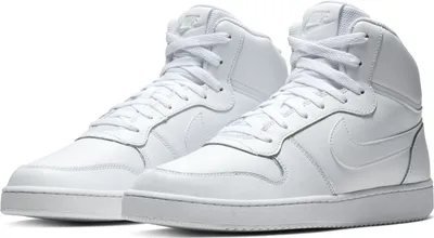 A pair of white Nike Ebernon Mid high-top sneakers.