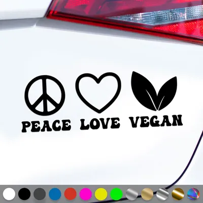 Produktbild von PantherPixel Peace Love Vegan Aufkleber Veganer Veganismus Sticker Auto Geschenkidee Farbe Schwarz