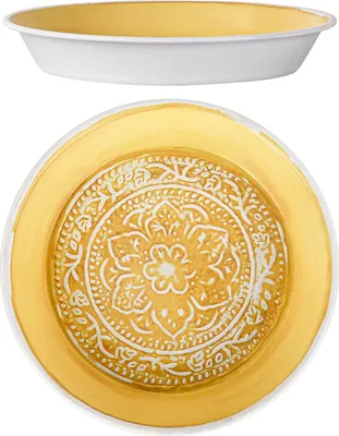 Produktbild von Tantar Tablett 18cm Gelb, orientalisch, handgefertigt aus Metall