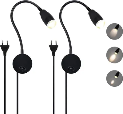 Productafbeelding van Leeslamp - Bedlamp Wandlamp - Lezen Ontspannen - Flexibele Zwanenhals - 2 stuks - Zwart
