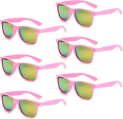 Immagine prodotto di set di 6 occhiali da sole colorati al neon vintage retro party rosa