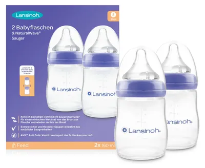 Produktbild von Lansinoh Babyflaschen mit NaturalWave Sauger S, 160 ml, 2 Stück