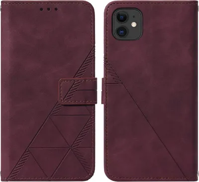 Produktbild von iPhone 11 Hülle, Schlank Prägung Flip Leder Kartenfächer Schutzhülle mit Ständer für iPhone 11 Rot