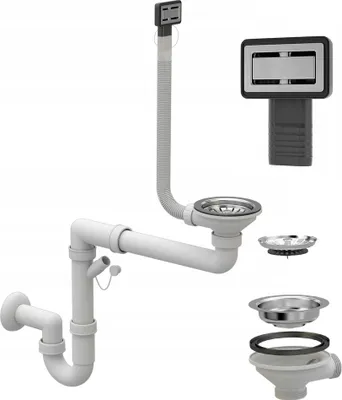 Produktbild von Manueller Siphon Für Küchenspüle Rechteckig Überlauf Chrom