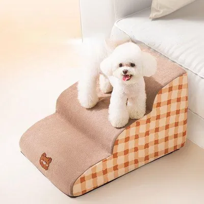 Produktbild von Famanu Haustierleiter für kleine Hunde oder Katzen - Anti-Rutsch, 30 cm hoch, 40 cm lang