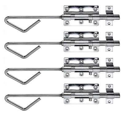 Obrázek produktu pro Alberts 858445 Zámek s čepem a očkem, nerezová ocel, deska 100 x 65 mm, čep Ø15,5 x 320 mm, sada 4 kusů