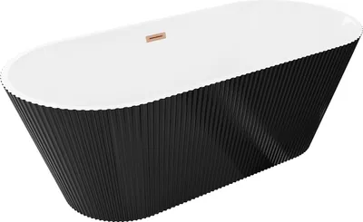 Zdjęcie produktu dla Mexen Yara wanna wolnostojąca ryflowana 170 x 75 cm, biała/czarna, przelew gun gray szczotkowany - 52861707575-66