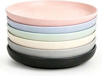 Imagen del producto de Platos de plástico irrompibles, 23 cm, juego de 6 unidades, reutilizables para picnics