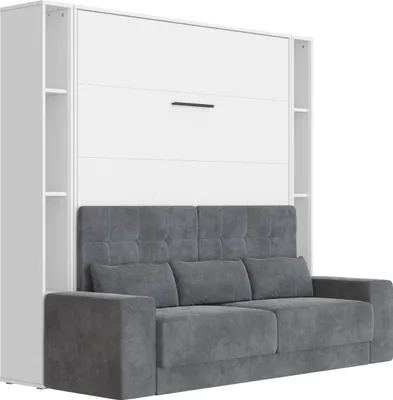 Produktbild von Schrankbett Set mit Sofa M1 180x200 + 2 Standregale inkl.LED  Weiss