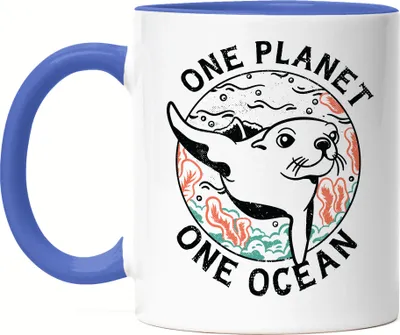 Produktbild von One Planet One Ocean Tasse Blau Naturschutz Umweltverschmutzung Ozean Seelöwe Robbe