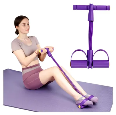 Produktbild von Fitnessbänder, 6-fach Röhren-Pedal Trainings-Widerstandsband mit Griffen und Seil für Sit-ups, Bauchtraining sowie Bein- und Armübungen