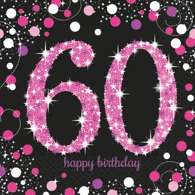 Produktbild von 16 Pink 60th Birthday Serviette 33cm