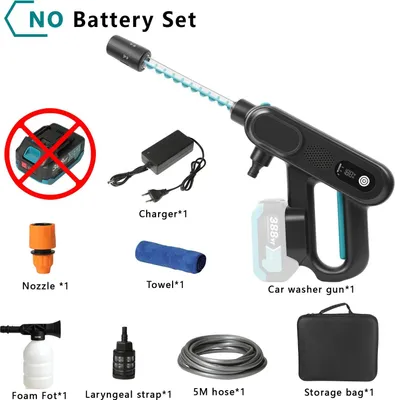 Produktbild von Tragbarer Hochdruckreiniger - Bürstenlose Waschpistole - 220 bar - 3 Stufen - 5 m Schlauch - 18V, 1 Akku, EU-Stecker