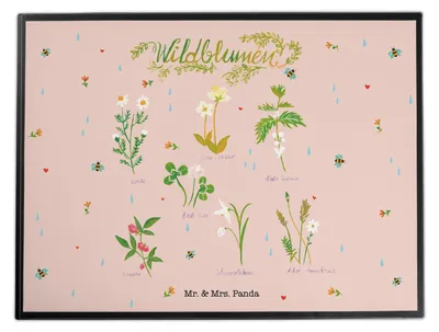Produktbild von Mr. & Mrs. Panda Schreibunterlage Wildblumen - Geschenk, schreibtischunterlage, Schreibtischauflage, bastelunterlage, schreibtischunterlagen, Blume, Blumen, Wildblume