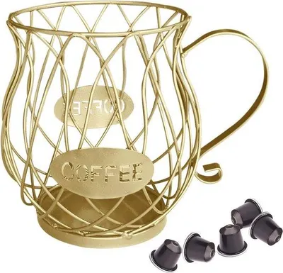 Produktbild von Kaffeebeutelhalter aus Metall, goldfarben, für Kaffeebeutel, Kaffeehalter, Frühstückstablett