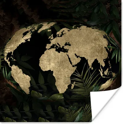 Produktbild von MuchoWow® Poster Weltkarte - Vintage - Globus 75x75 cm - Wand Dekoration