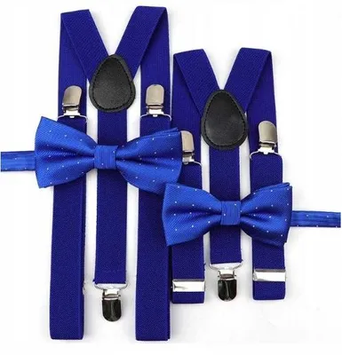 Produktbild von Ankani Blaue Hosenträger-Fliege-Set für Herren & Kinder