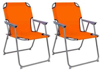 Produktbild von 2 Stück Campingstuhl Faltstuhl Stoff Oxford Orange Klappstuhl Anglerstuhl Regiestuhl Angelstuhl Metall B 53 x T 46 x H 74 cm