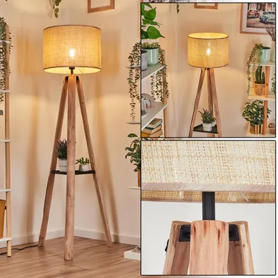 Produktbild von Reggio Stehlampe aus Holz/Metall/Papiergeflecht in Natur/Beige