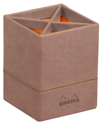 Productafbeelding van Rhodia Rhodiarama pennenhouder van kunstleer, 8x8x11 cm - Rosenholz 194528C