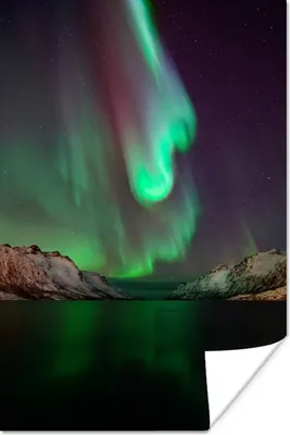 Produktbild von MuchoWow® Poster Nordlichter - Berge - Norwegen 60x90 cm - Wanddekoration